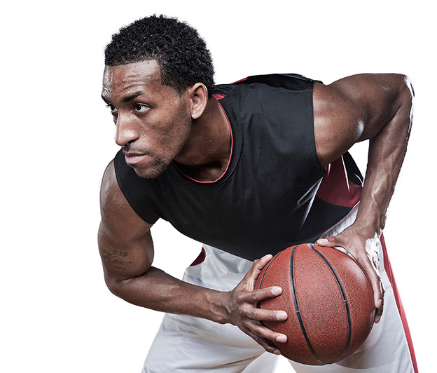 man playing basketball