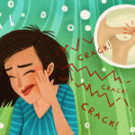 Illustration of a woman experiencing pain because of temporomandibular joint dysfunction